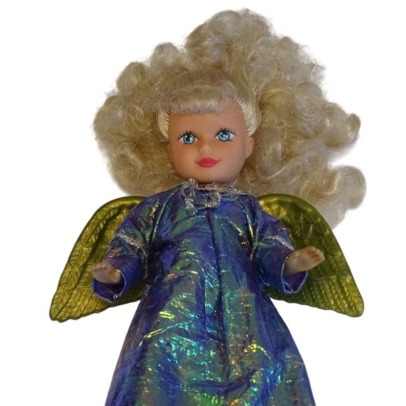 Vintage 1990 Kid Kore Katie Doll With Angel Wings Blonde Curly Hair Blue Eyes - Picture 2 of 12